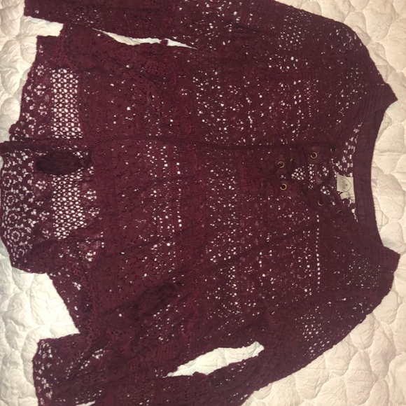 Paper Crane Tops - Long sleeve maroon top Paper Crane Tops - Long sleeve maroon top